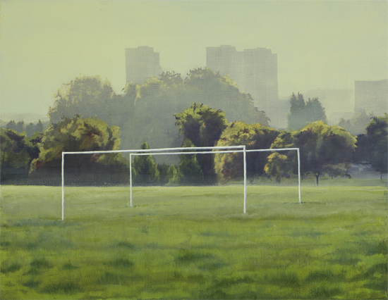 picture of two goalposts on wormwood scrubs
